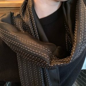 EILEEN FISHER black silk oblong scarf NWT